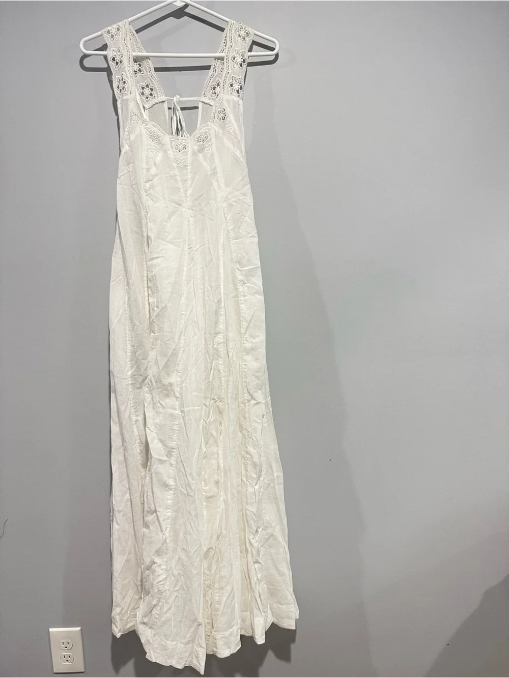 NWT Free People White Lace-Trim Cotton Maxi dress XS